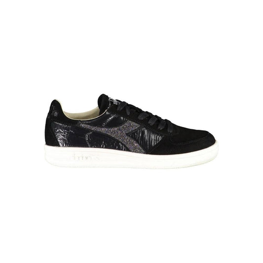 Diadora Chic Black Lace-Up Sneakers with Swarovski Crystals Diadora