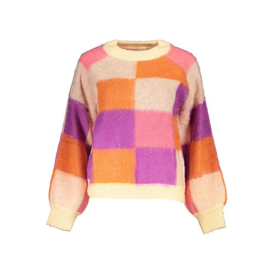 Desigual Chic Pink Contrast Crew Neck Sweater Desigual