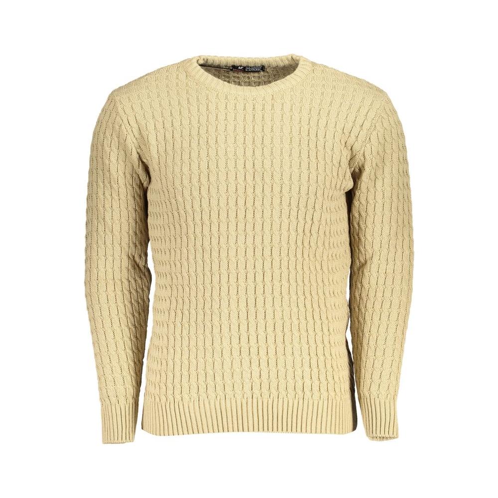 U.S. Grand Polo Beige Twisted Crew Neck Sweater U.S. Grand Polo