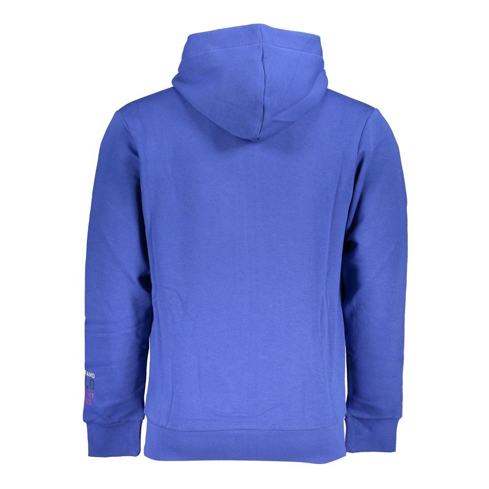 U.S. Grand Polo Chic Blue Hooded Fleece Sweatshirt with Embroidery U.S. Grand Polo