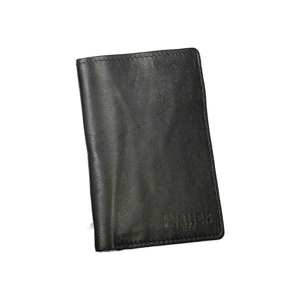 Blauer Elegant Black Leather Dual Compartment Wallet Blauer