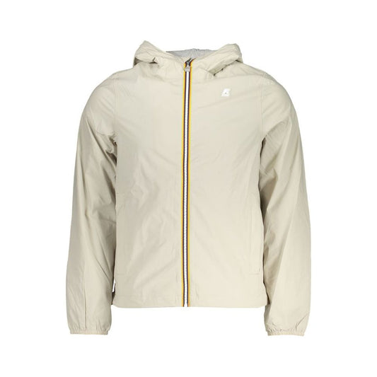 Beige Contrast Hooded Sports Jacket