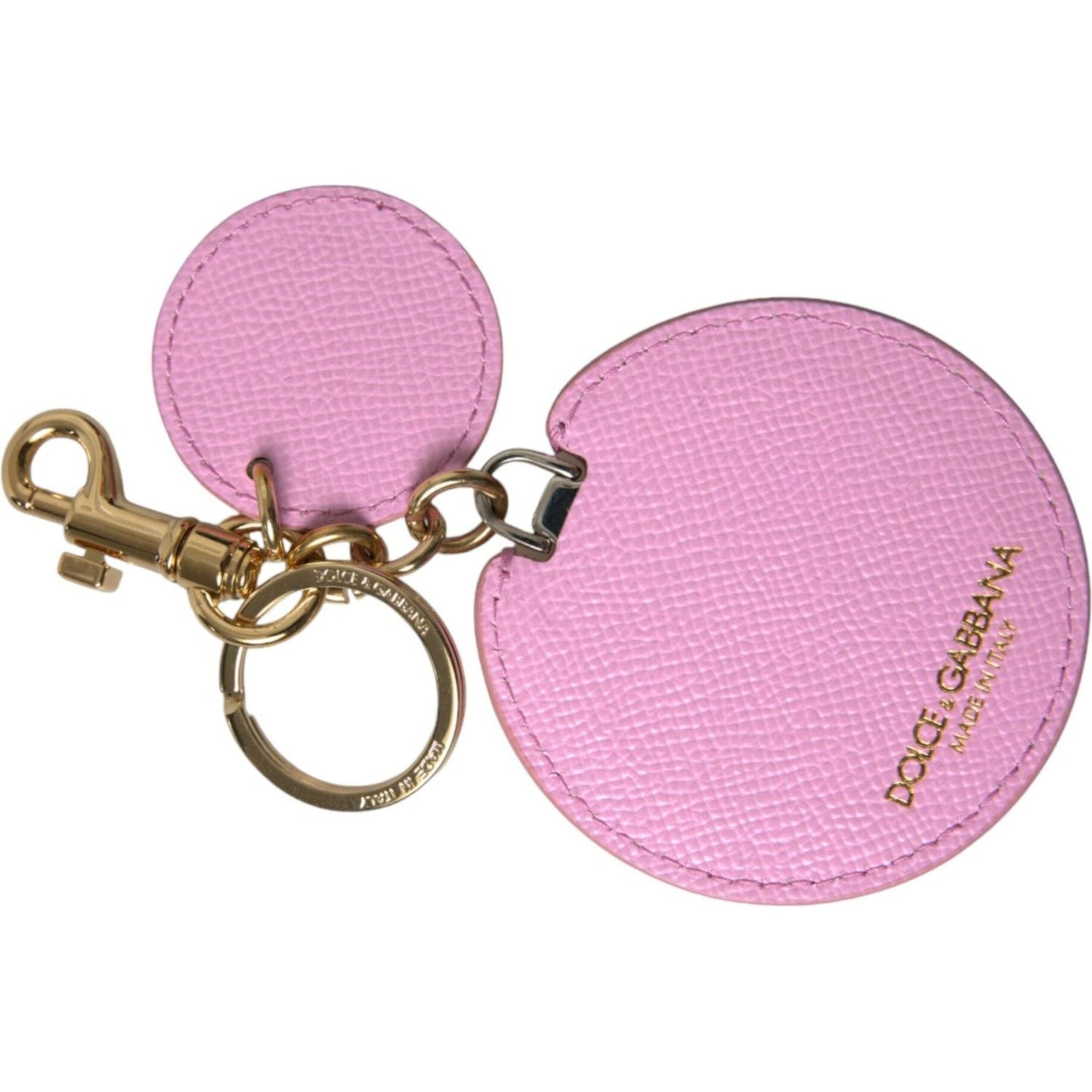 Dolce & Gabbana Elegant Pink Gold Leather Keychain Dolce & Gabbana