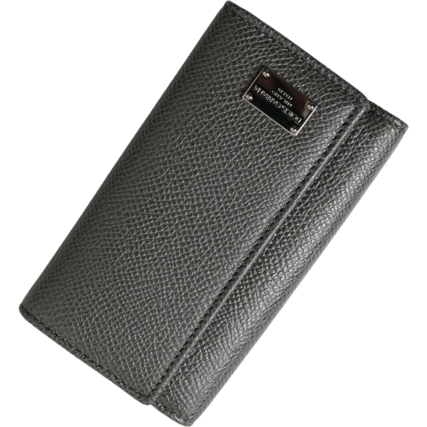 Dolce & Gabbana Chic Gray Leather Trifold Key Holder Dolce & Gabbana