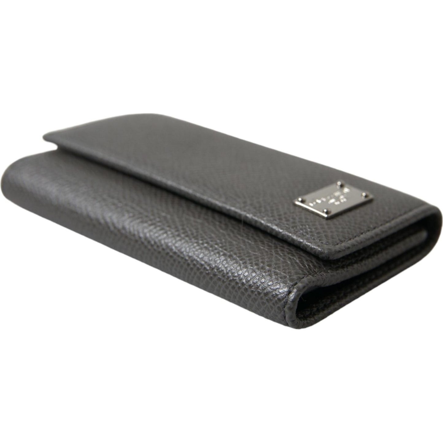 Dolce & Gabbana Chic Gray Leather Trifold Key Holder Dolce & Gabbana