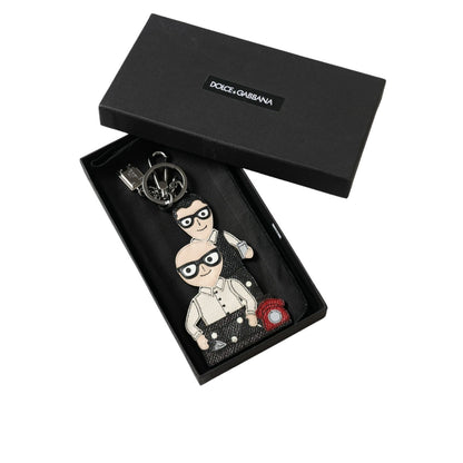 Dolce & Gabbana Leather Dominico Stefano #DGFAMILY Logo Badge Keychain