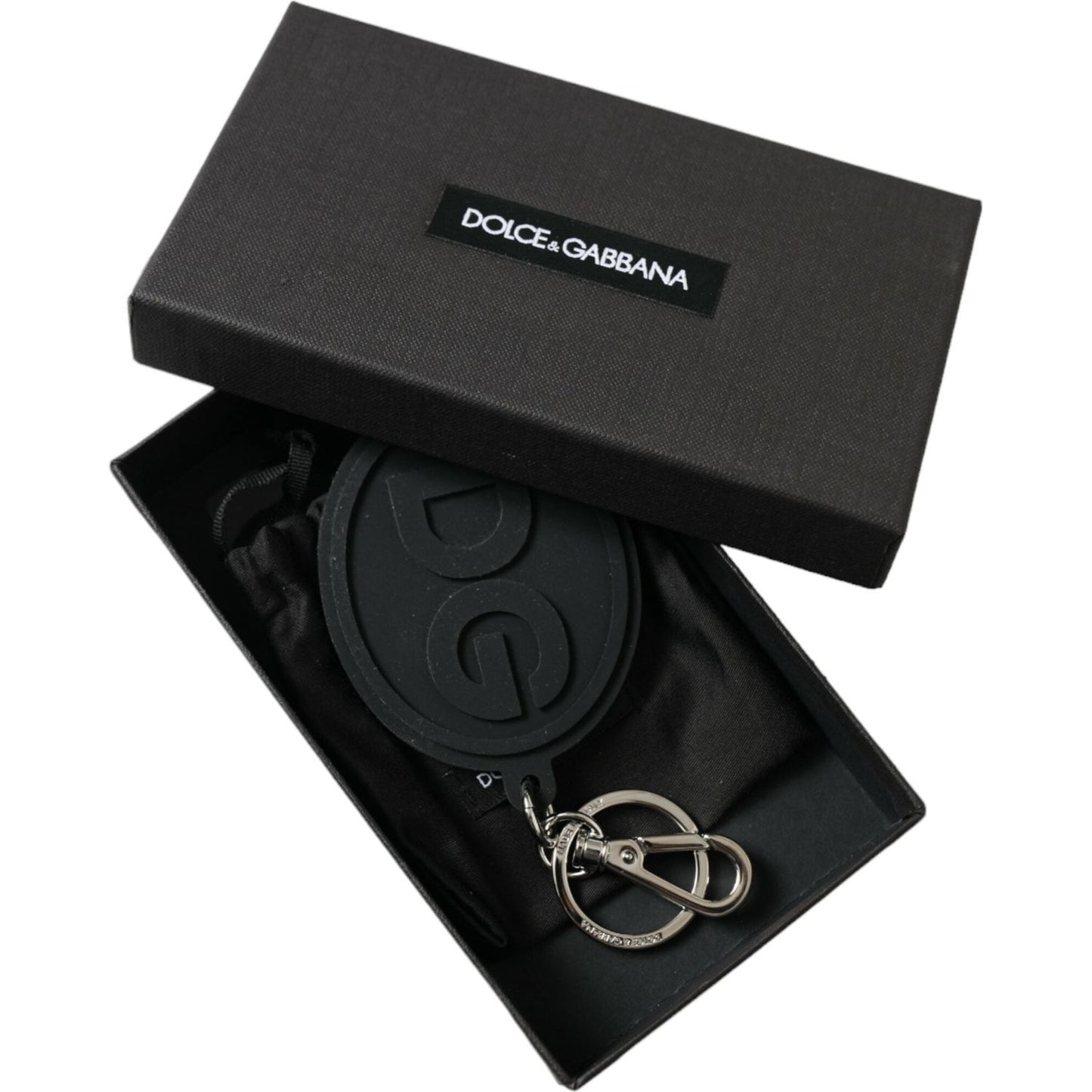 Dolce & Gabbana Chic Black and Silver Logo Keychain Dolce & Gabbana