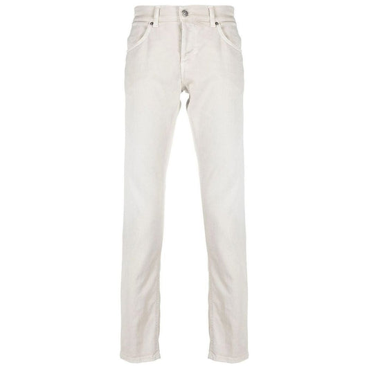 Dondup Cream-Colored Cotton Blend Trousers Dondup