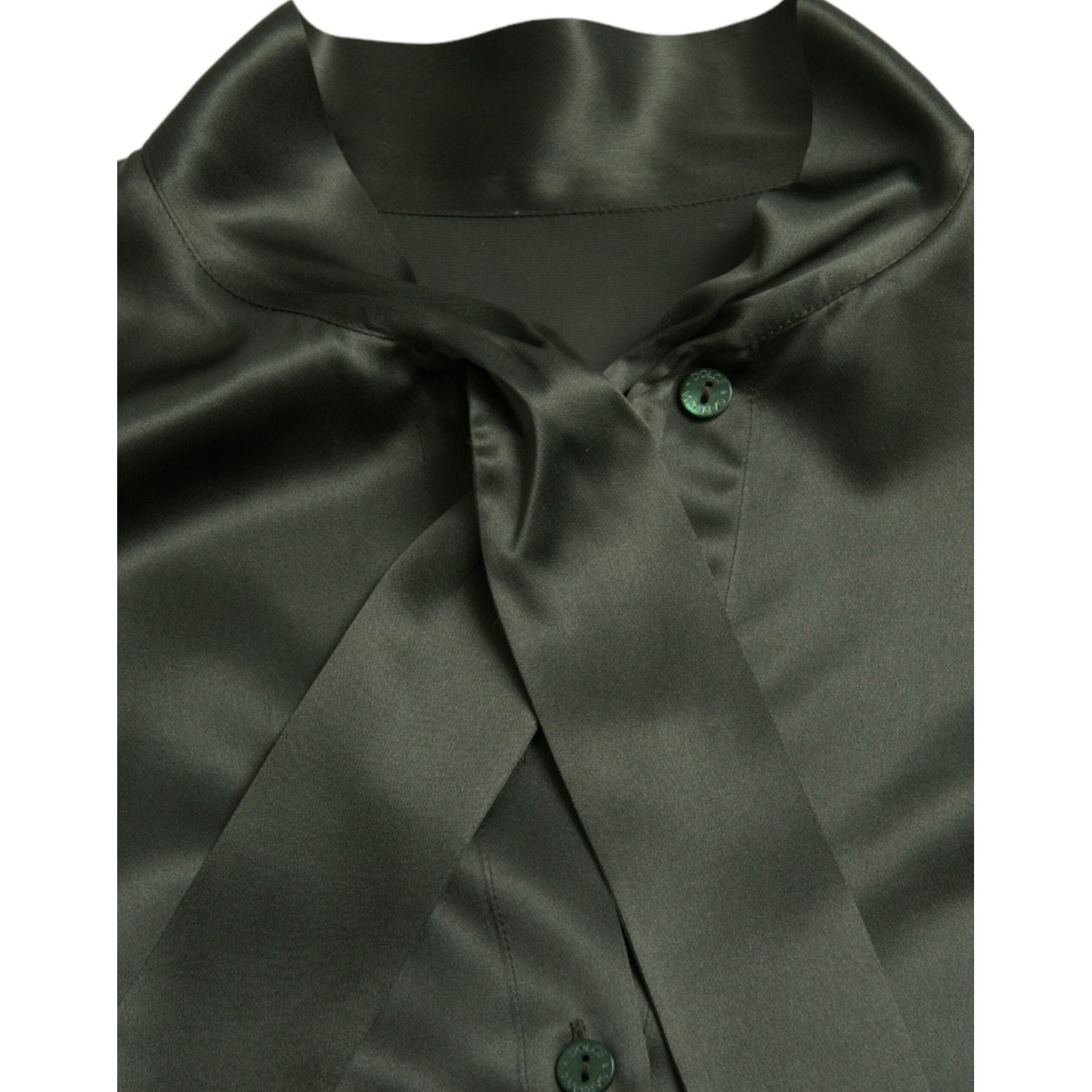 Dolce & Gabbana Gray Long Sleeves Ascot Collar Blouse Top
