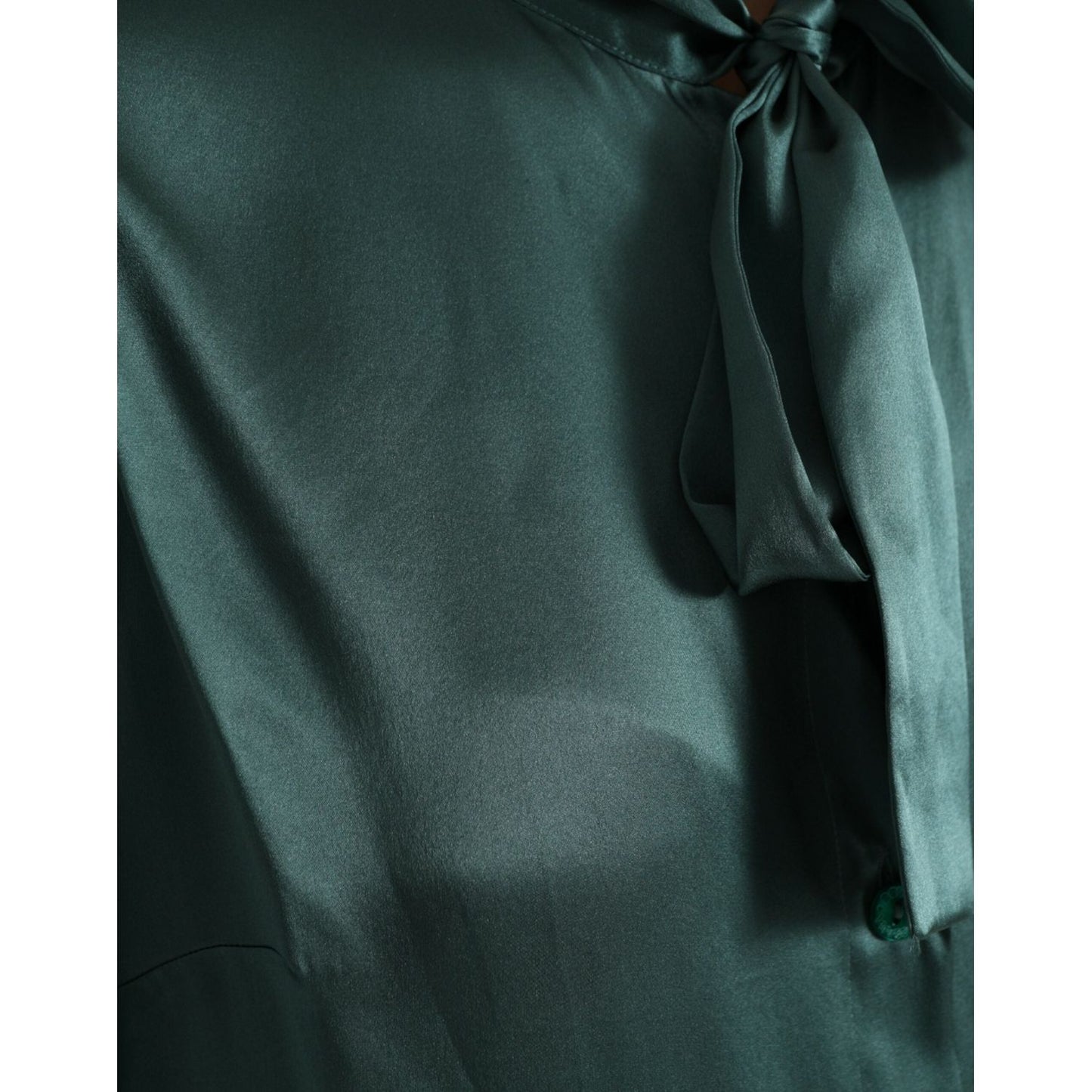 Dolce & Gabbana Elegant Dark Green Silk Blouse Top Dolce & Gabbana