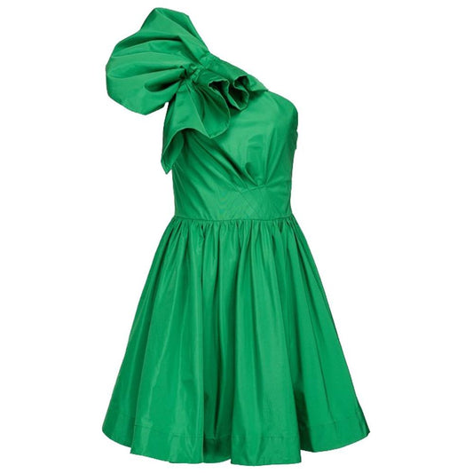 PINKO Chic Green Draped Bustier Flared Dress PINKO