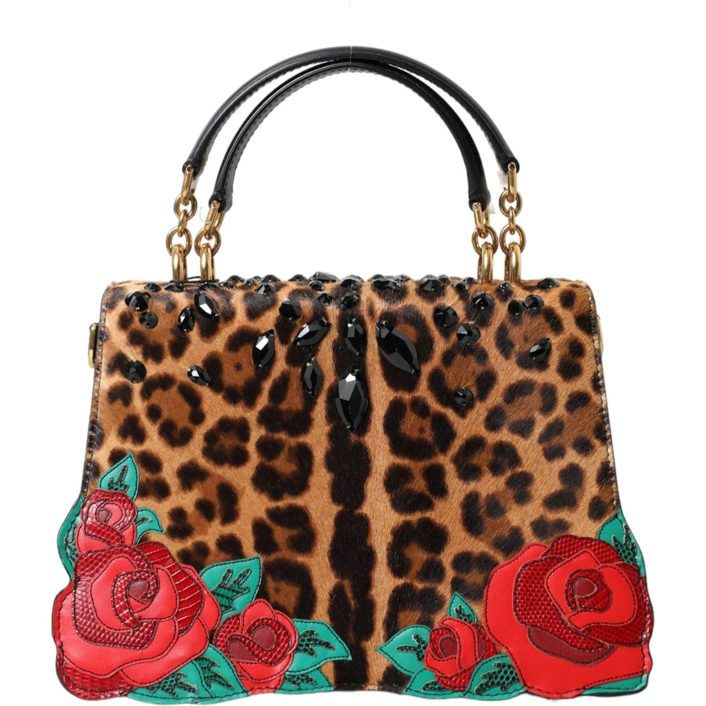 Dolce & Gabbana Chic Leopard Embellished Tote with Red Roses! Dolce & Gabbana