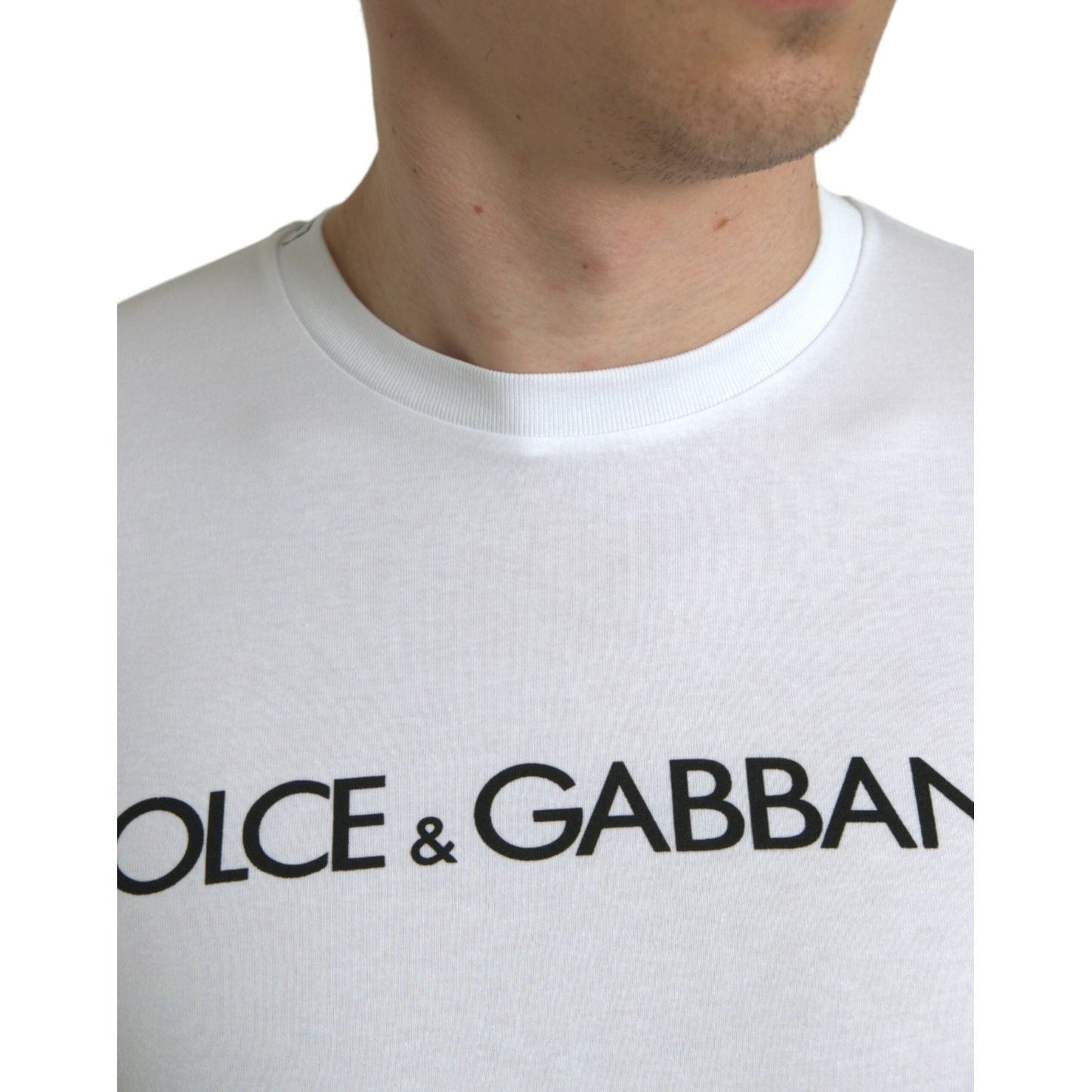 Dolce & Gabbana Elegant White Logo Crewneck Tee Dolce & Gabbana