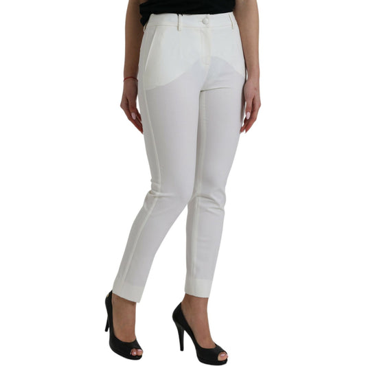 Dolce & Gabbana Elegant White Mid-Waist Tapered Pants Dolce & Gabbana