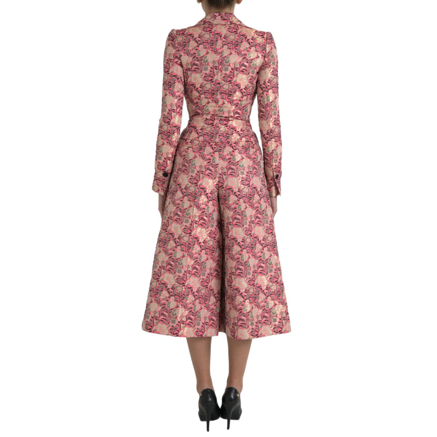 Dolce & Gabbana Pink Floral Jacquard Slim Fit 2 Piece Suit