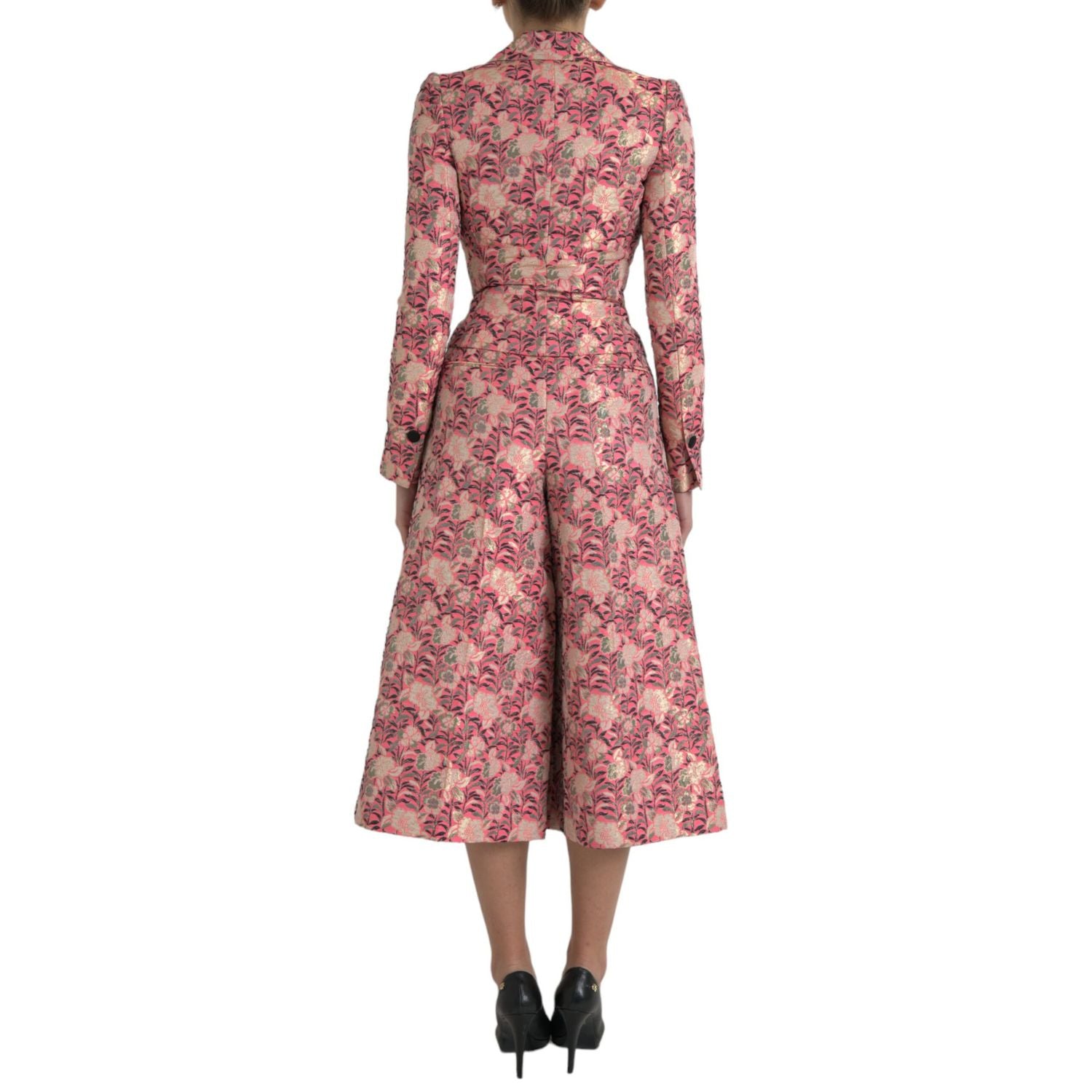 Dolce & Gabbana Pink Floral Jacquard Slim Fit 2 Piece Suit