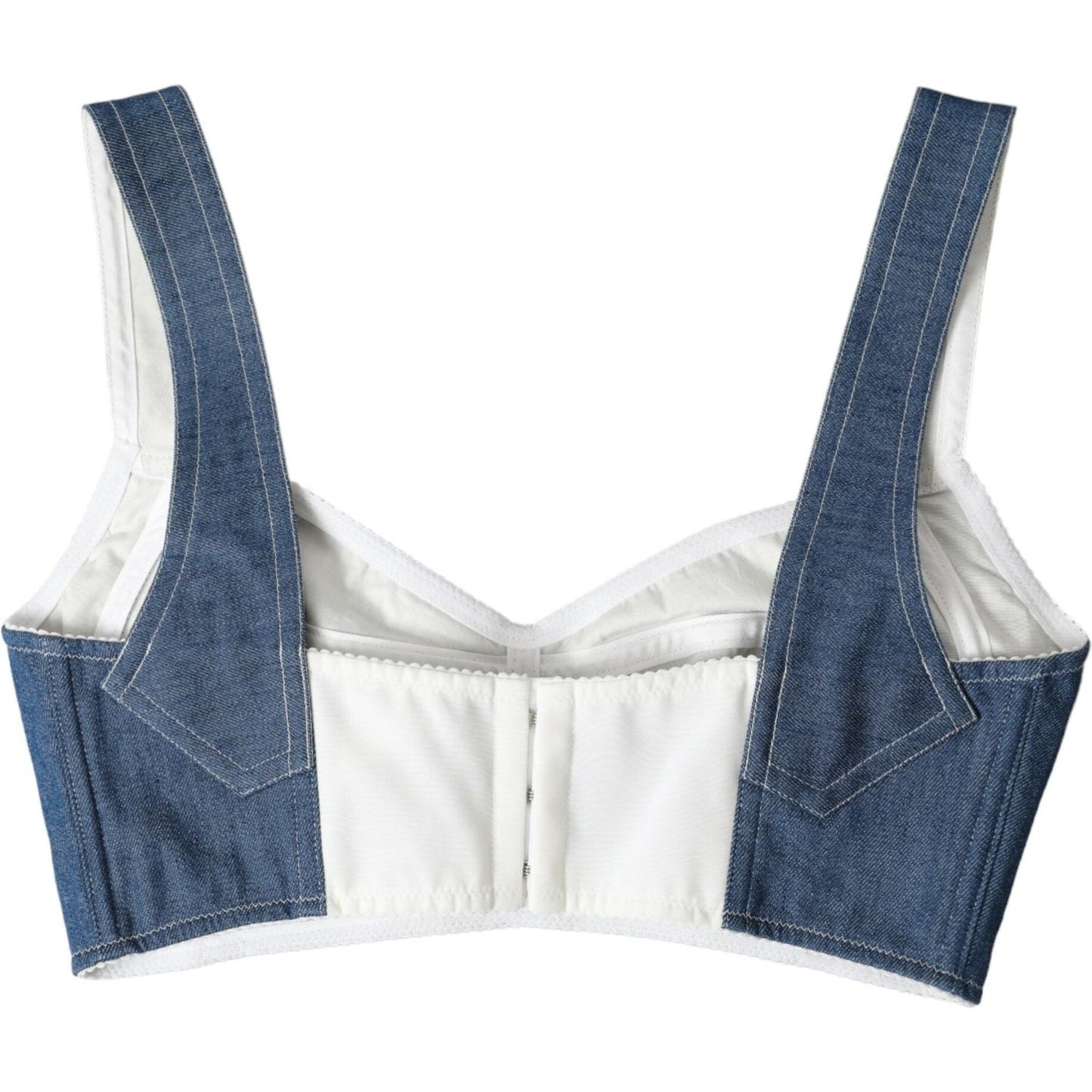 Dolce & Gabbana Elegant Blue Bustier Crop Top Dolce & Gabbana