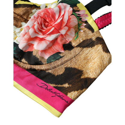 Dolce & Gabbana Multicolor Floral Sleeveless Bustier Crop Top