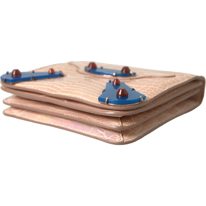 Balenciaga Beige Blue Agate Exotic Leather Gold Chain Purse Bag Balenciaga