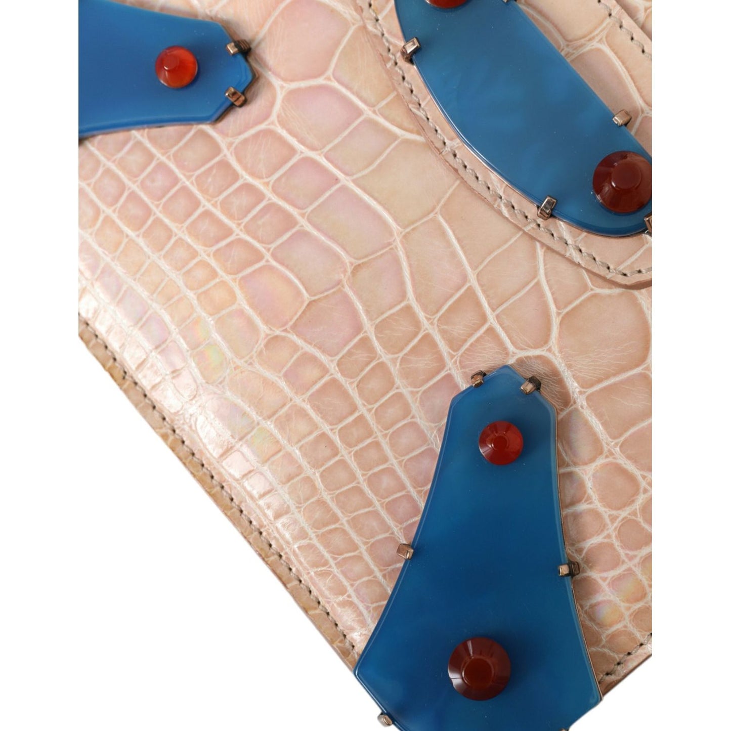 Balenciaga Beige Blue Agate Exotic Leather Gold Chain Purse Bag Balenciaga