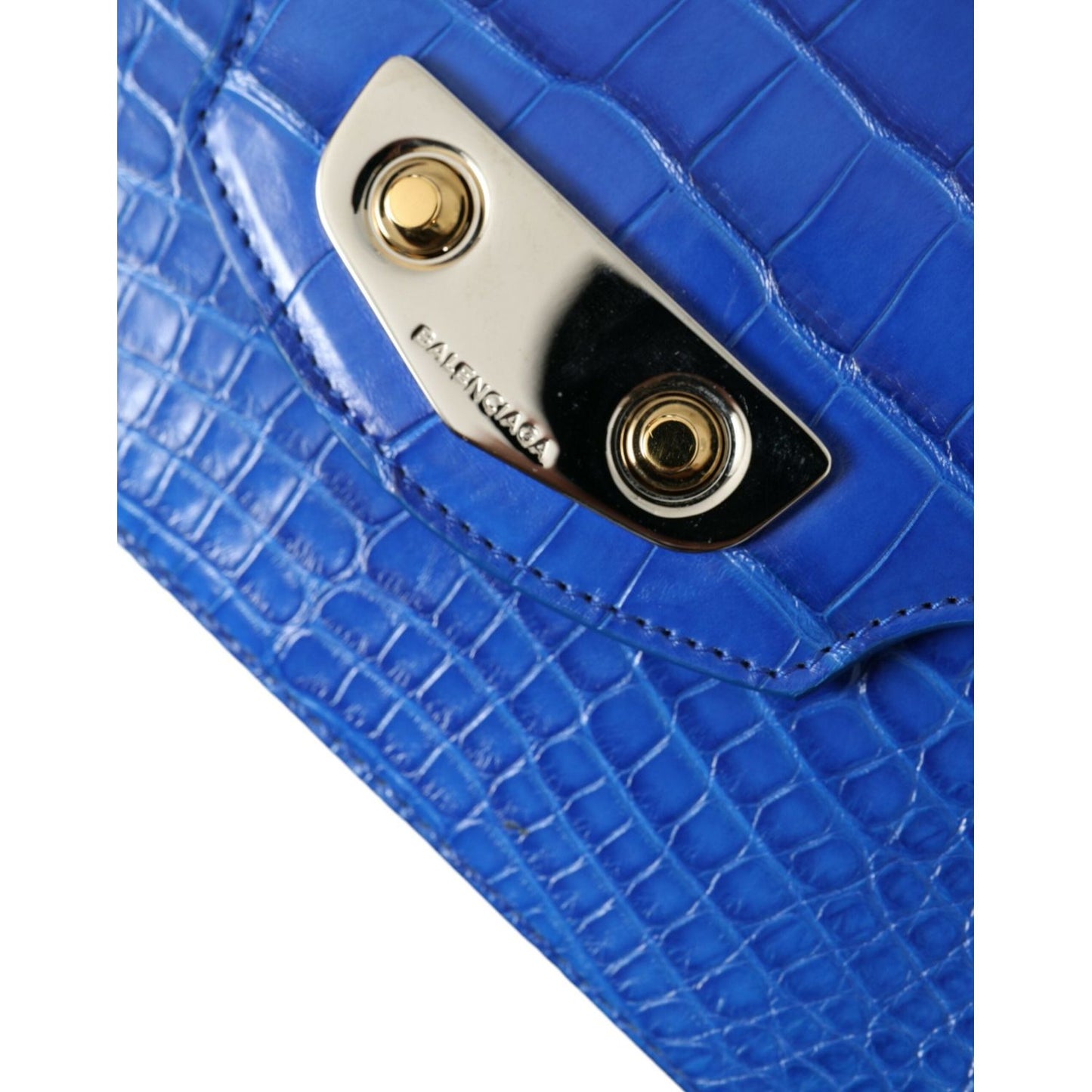 Balenciaga Alligator Skin Mini Shoulder Bag - Elegant Blue Balenciaga