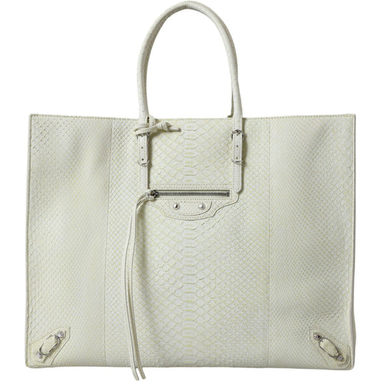Balenciaga White Yellow Exotic Skin Leather Shopping Tote PAPIER Bag Balenciaga