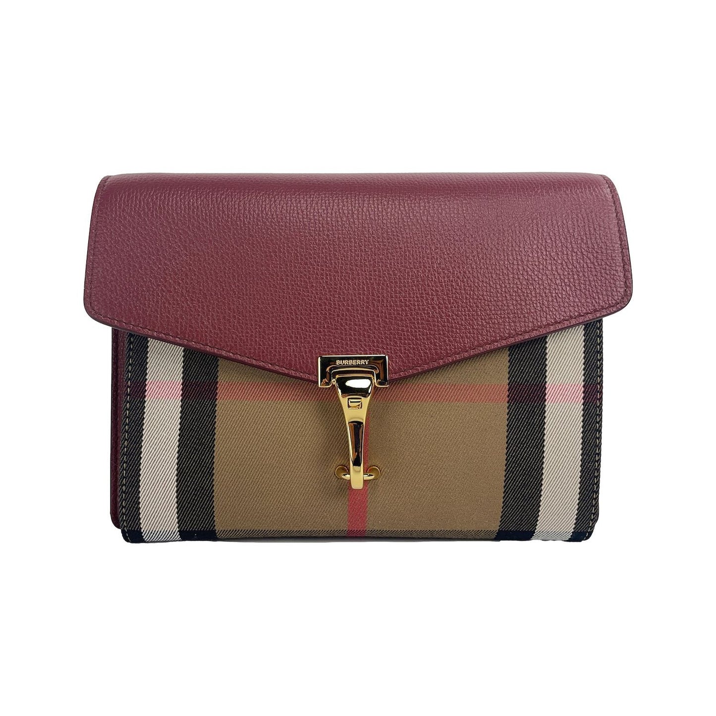 Burberry Macken Small Crimson House Check Leather Crossbody Bag Burberry