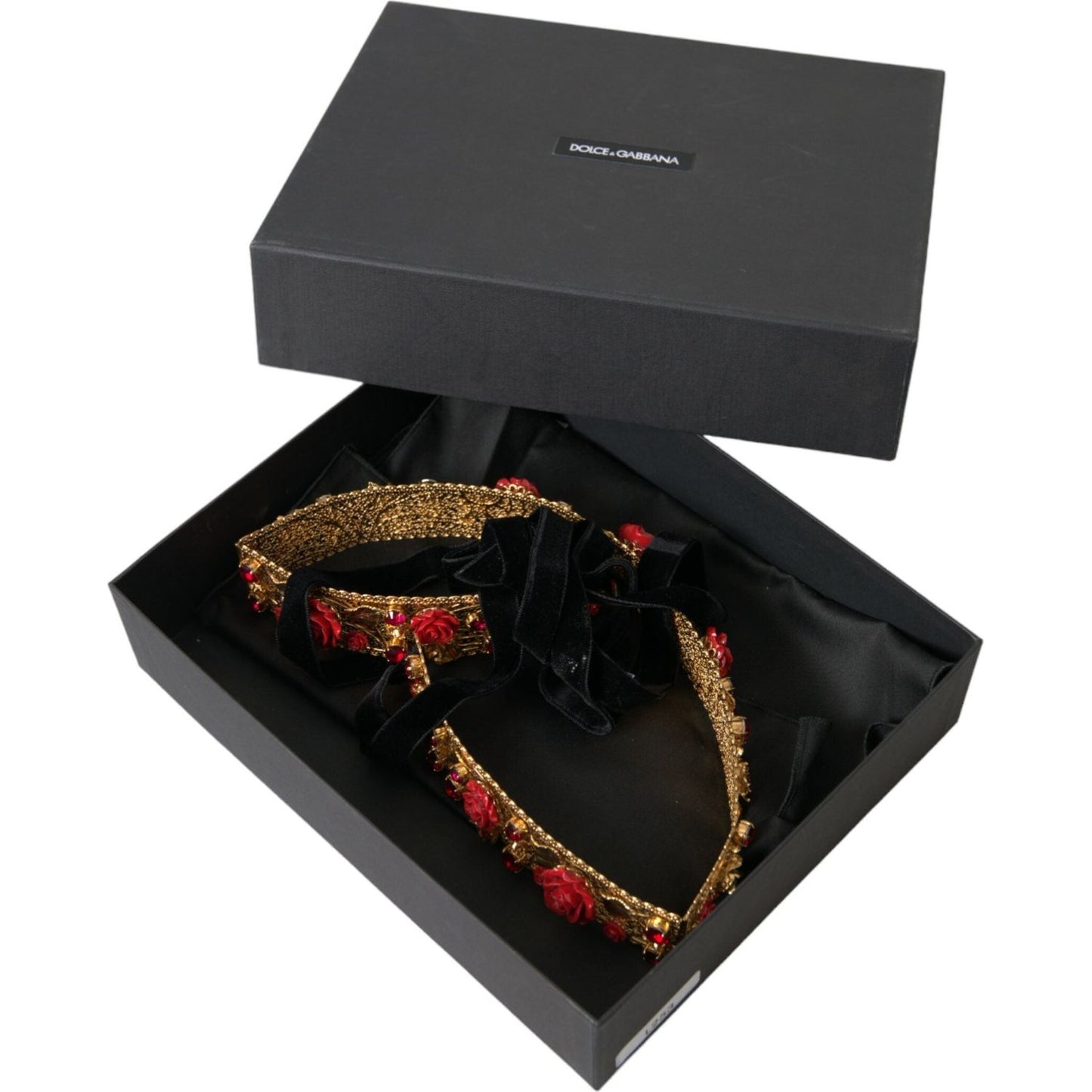 Dolce & Gabbana Gold Brass Red Roses Crystal Jewel Waist Belt Dolce & Gabbana