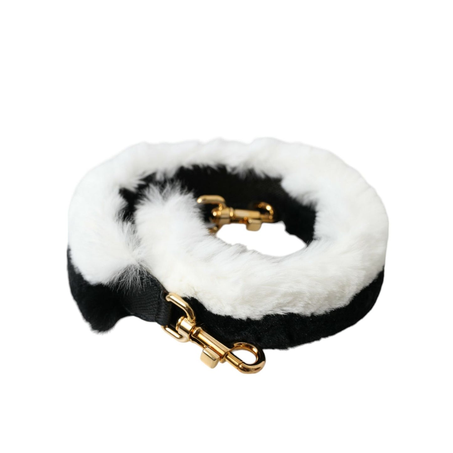 Dolce & Gabbana Black White Lapin Fur Accessory Shoulder Strap
