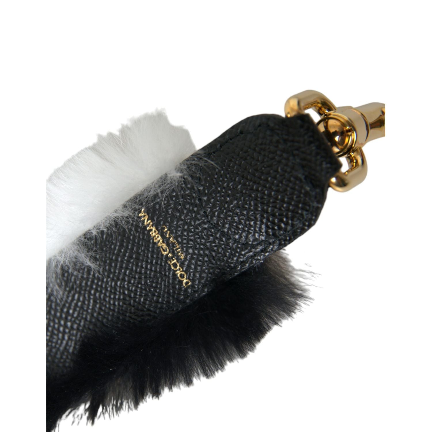 Dolce & Gabbana Black White Lapin Fur Accessory Shoulder Strap