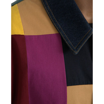 Dolce & Gabbana Multicolor Patchwork Cotton Collared Jacket 1728,67345645728,Clothing,Denim Jackets - Jackets & Coats - Clothing,Dolce & Gabbana,IT48 | M,Jackets & Coats - Clothing,Jackets - Men - Clothing,Material: 99% Cotton 1% Elastane,Men,Multicolor,N