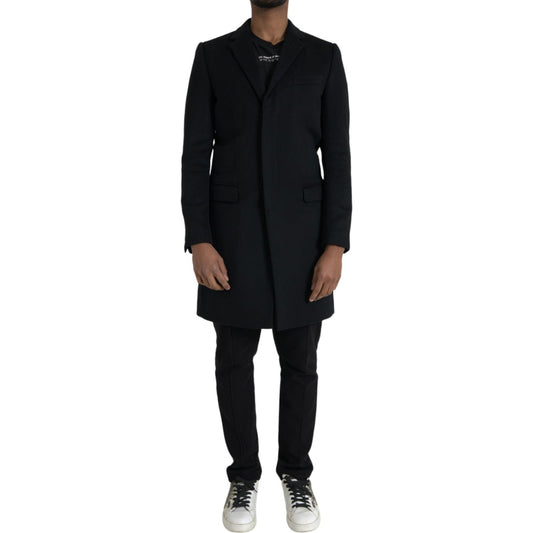 Dolce & Gabbana Black Single Breasted Trench Coat Jacket 1728,67345645728,Black,Clothing,Dolce & Gabbana,IT46 | S,Jackets & Coats - Clothing,Jackets - Men - Clothing,Material: 90% Virgin Wool 10% Cashmere,Men,New with tags,Trench Coats - Jackets & Coats -