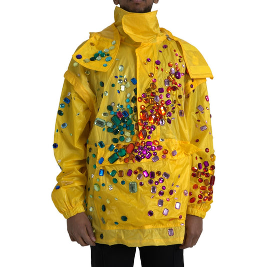 Dolce & Gabbana Yellow Crystal Embellished Hooded Jacket Dolce & Gabbana