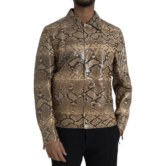 Dolce & Gabbana Beige Exotic Leather Biker Blouson Jacket 1728,67345645728,Beige,Biker Jackets - Jackets & Coats - Clothing,Clothing,Dolce & Gabbana,IT50 | L,IT52 | XL,Jackets & Coats - Clothing,Jackets - Men - Clothing,Leather Jackets - Jackets & Coats -