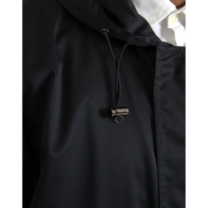 Dolce & Gabbana Black Polyester Hooded Long Windbreaker Jacket 1728,67345645728,Black,Clothing,Dolce & Gabbana,Full-Length Jackets - Jackets & Coats - Clothing,IT46 | S,IT48 | M,IT50 | L,IT52 | XL,Jackets & Coats - Clothing,Jackets - Men - Clothing,Materi