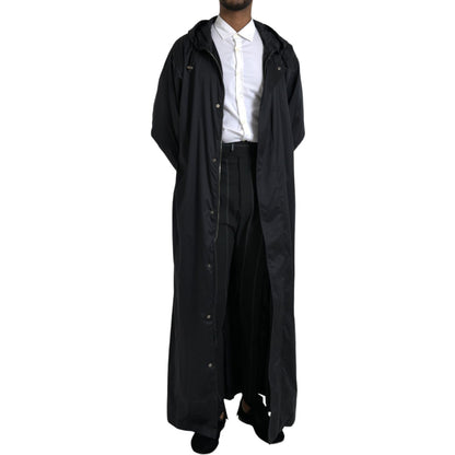 Dolce & Gabbana Black Polyester Hooded Long Windbreaker Jacket 1728,67345645728,Black,Clothing,Dolce & Gabbana,Full-Length Jackets - Jackets & Coats - Clothing,IT46 | S,IT48 | M,IT50 | L,IT52 | XL,Jackets & Coats - Clothing,Jackets - Men - Clothing,Materi