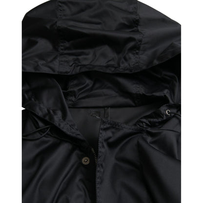 Dolce & Gabbana Black Polyester Hooded Long Windbreaker Jacket 1728,67345645728,Black,Clothing,Dolce & Gabbana,Full-Length Jackets - Jackets & Coats - Clothing,IT46 | S,IT48 | M,IT50 | L,IT52 | XL,Jackets & Coats - Clothing,Jackets - Men - Clothing,Materi
