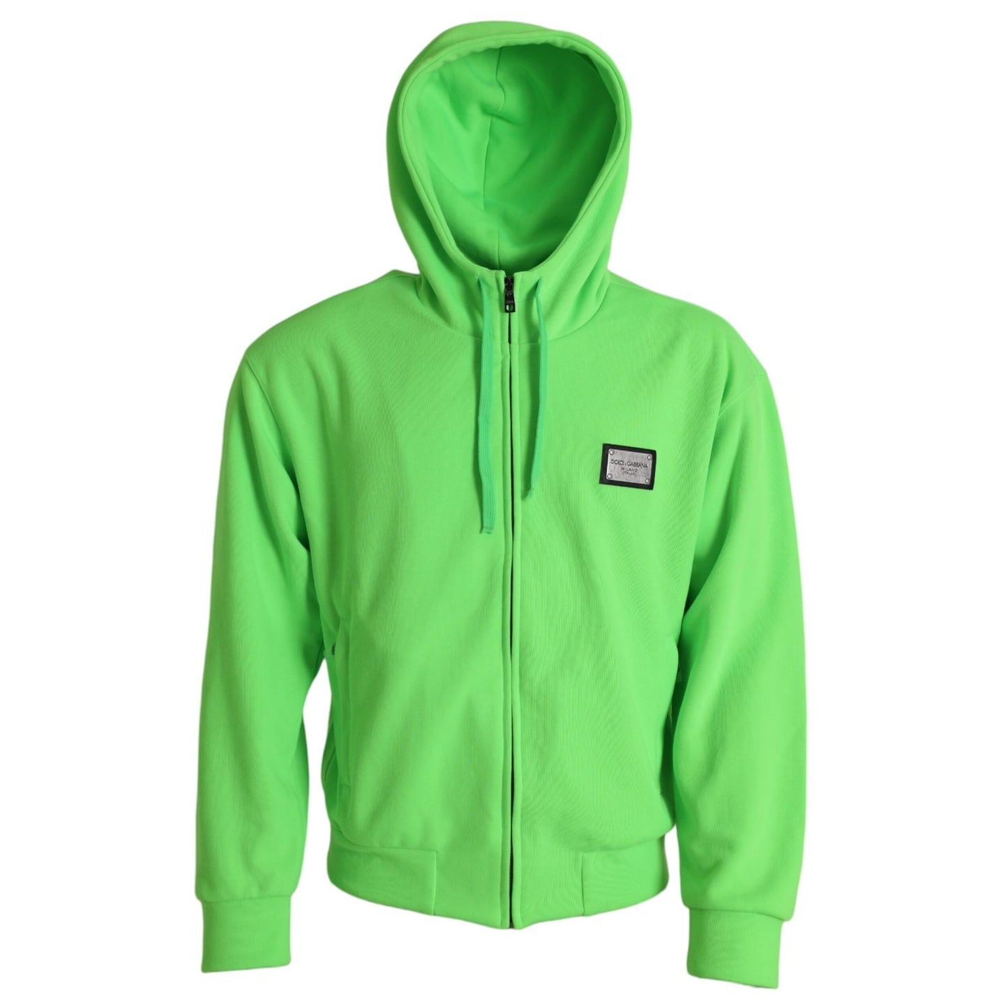 Dolce & Gabbana Neon Green Hooded Full Zip Top Sweater