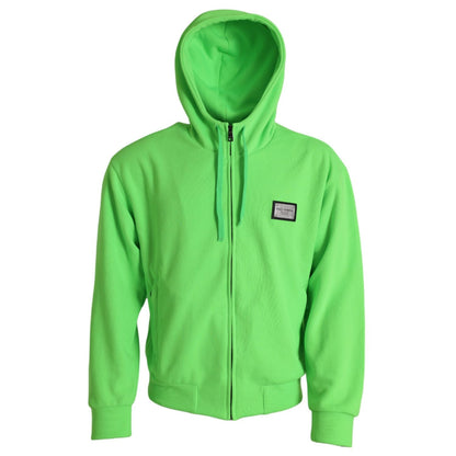 Dolce & Gabbana Neon Green Hooded Full Zip Top Sweater