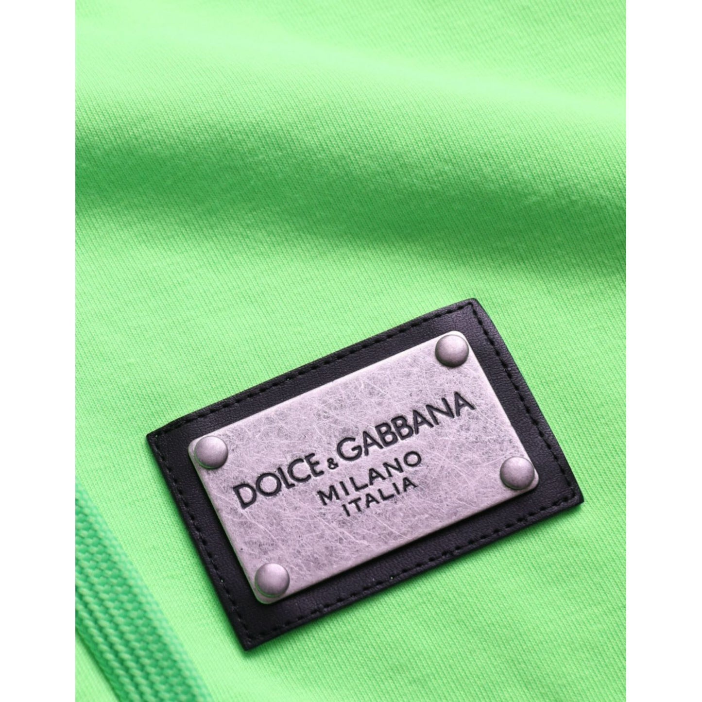 Dolce & Gabbana Neon Green Hooded Full Zip Top Sweater Dolce & Gabbana