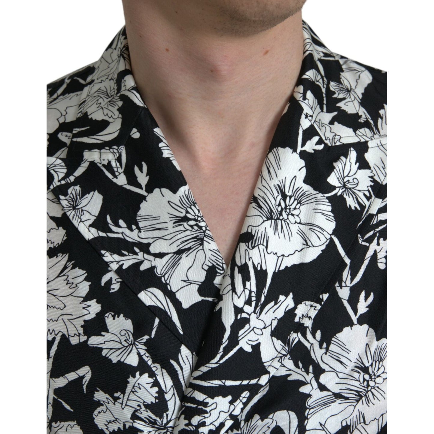 Dolce & Gabbana Black White Floral Button Down Casual Shirt Dolce & Gabbana