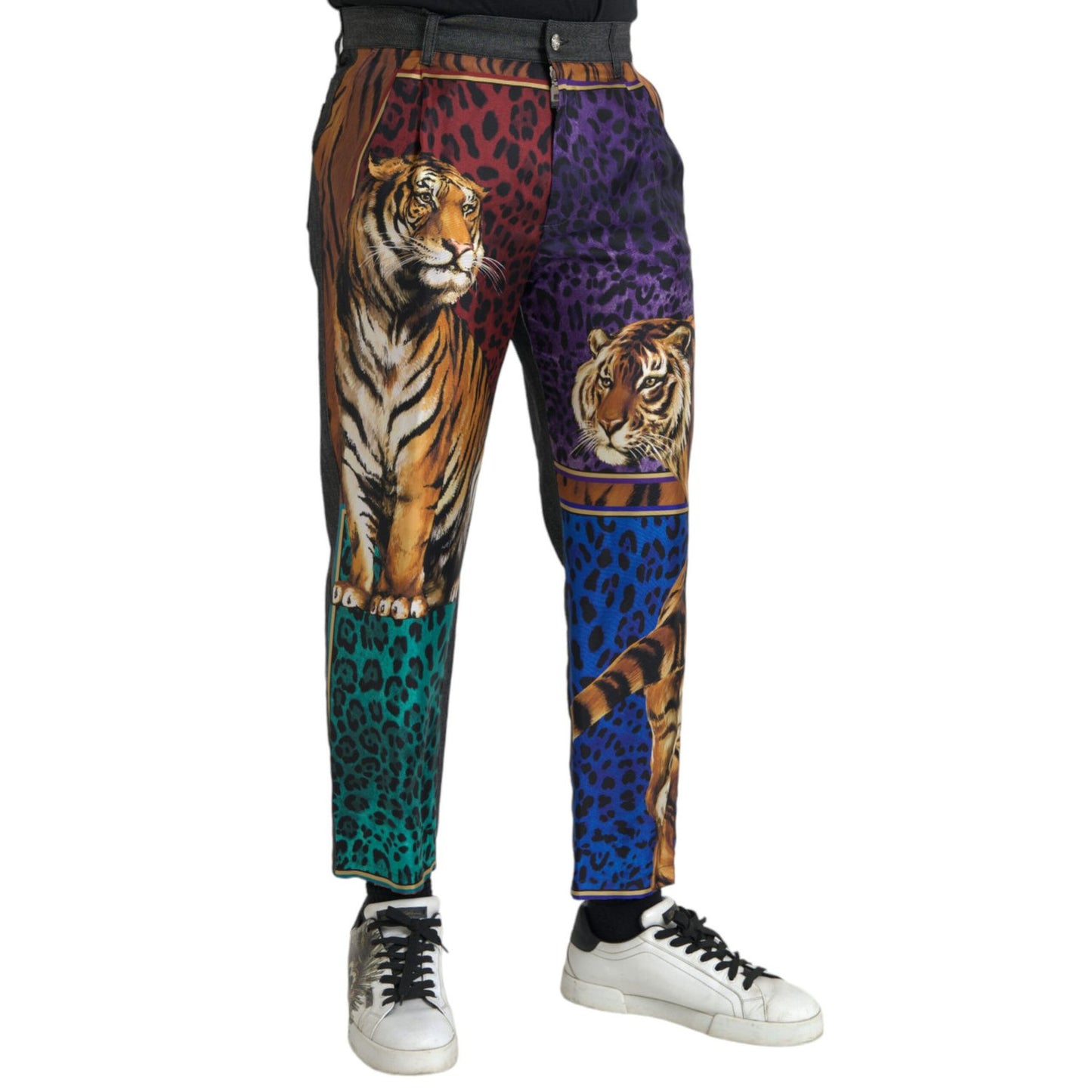 بنطلون Dolce &amp; Gabbana متعدد الألوان من القطن بنقشة النمر والفهد