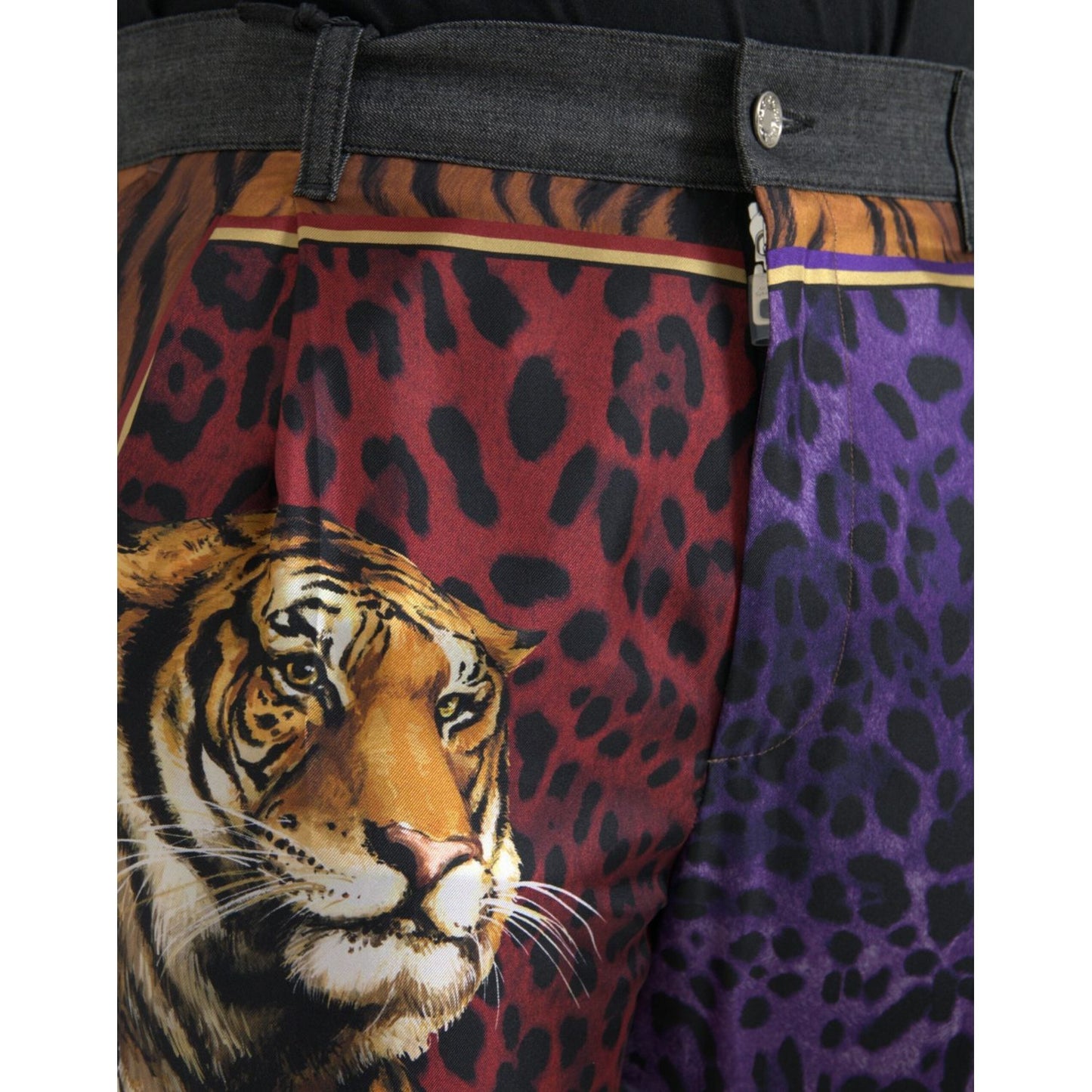 Dolce & Gabbana Multicolor Tiger Leopard Cotton Loose Tapered Pants Dolce & Gabbana