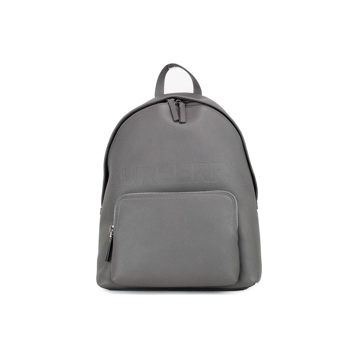 Burberry Abbeydale Branded Charcoal Grey Pebbled Leather Backpack Bookbag Burberry