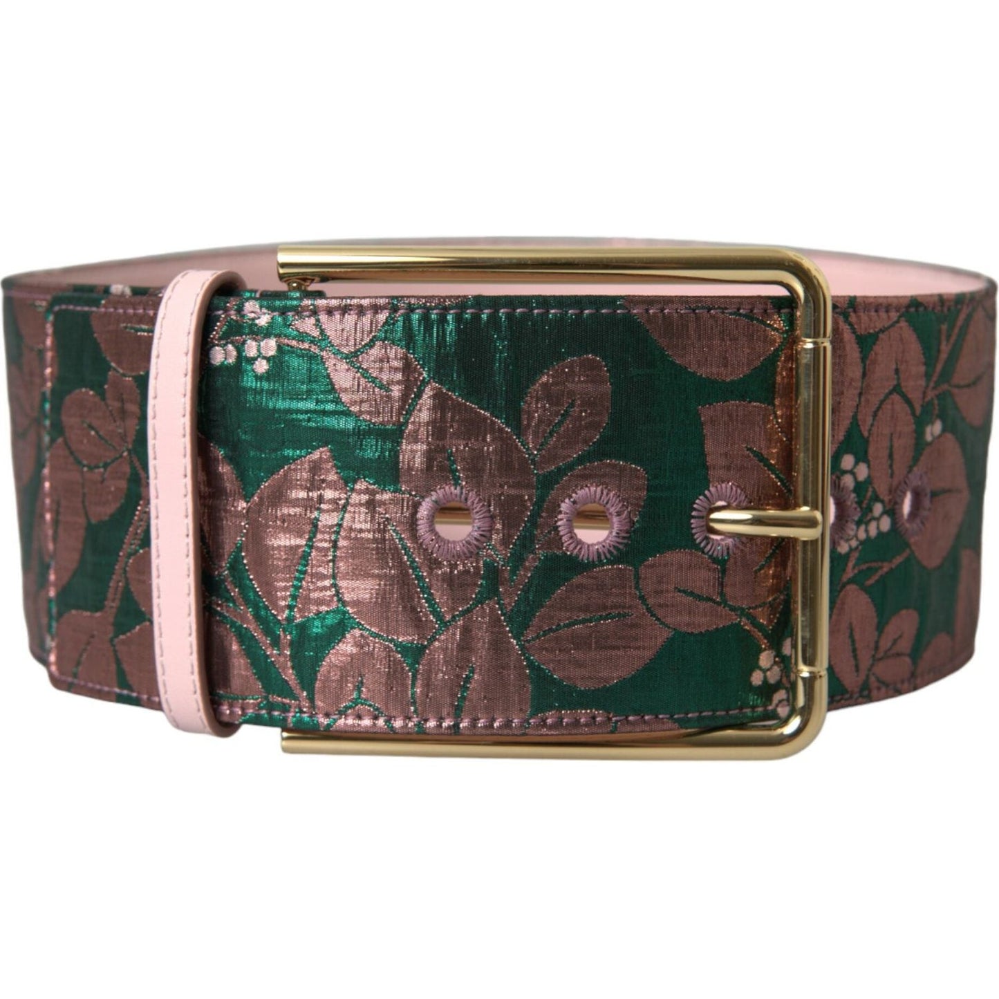 Dolce & Gabbana Multicolor Floral Jacquard Lurex Gold Buckle Belt Dolce & Gabbana