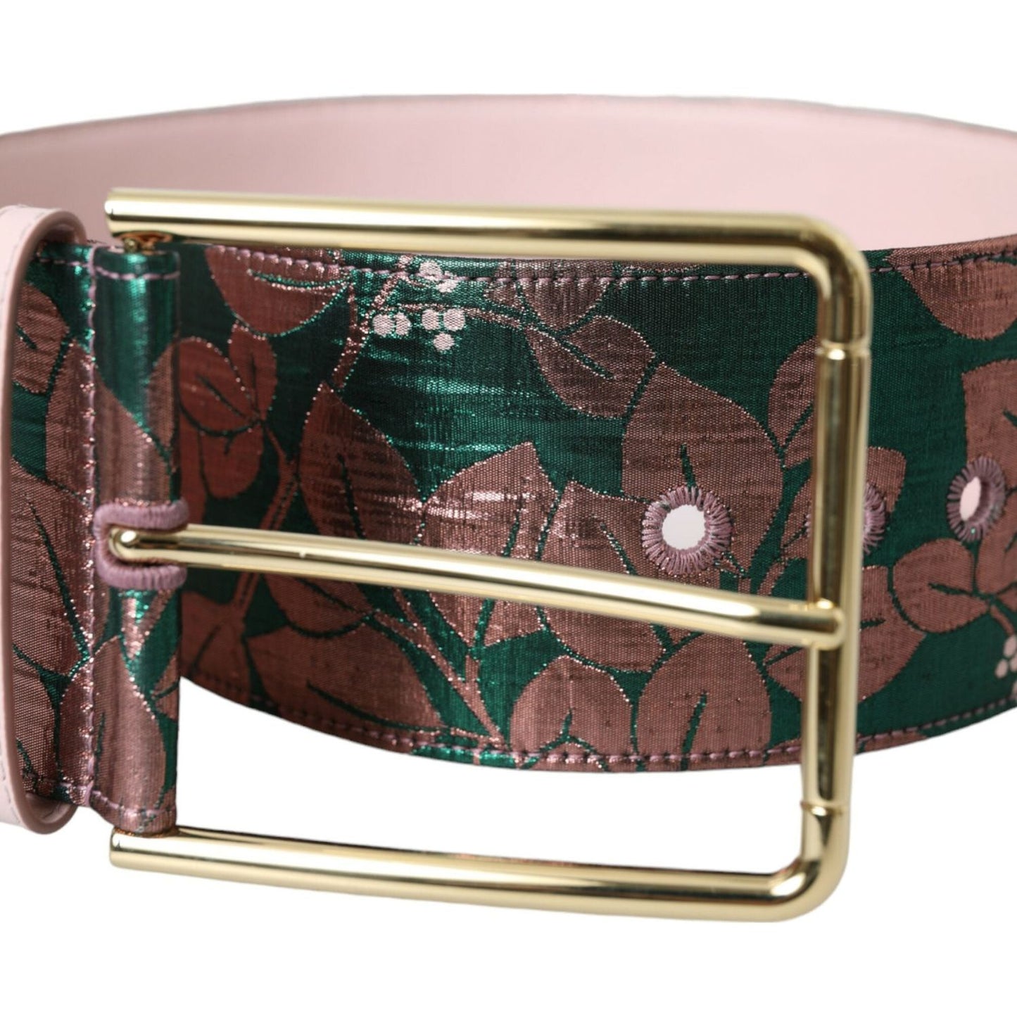 Dolce & Gabbana Multicolor Floral Jacquard Lurex Gold Buckle Belt Dolce & Gabbana