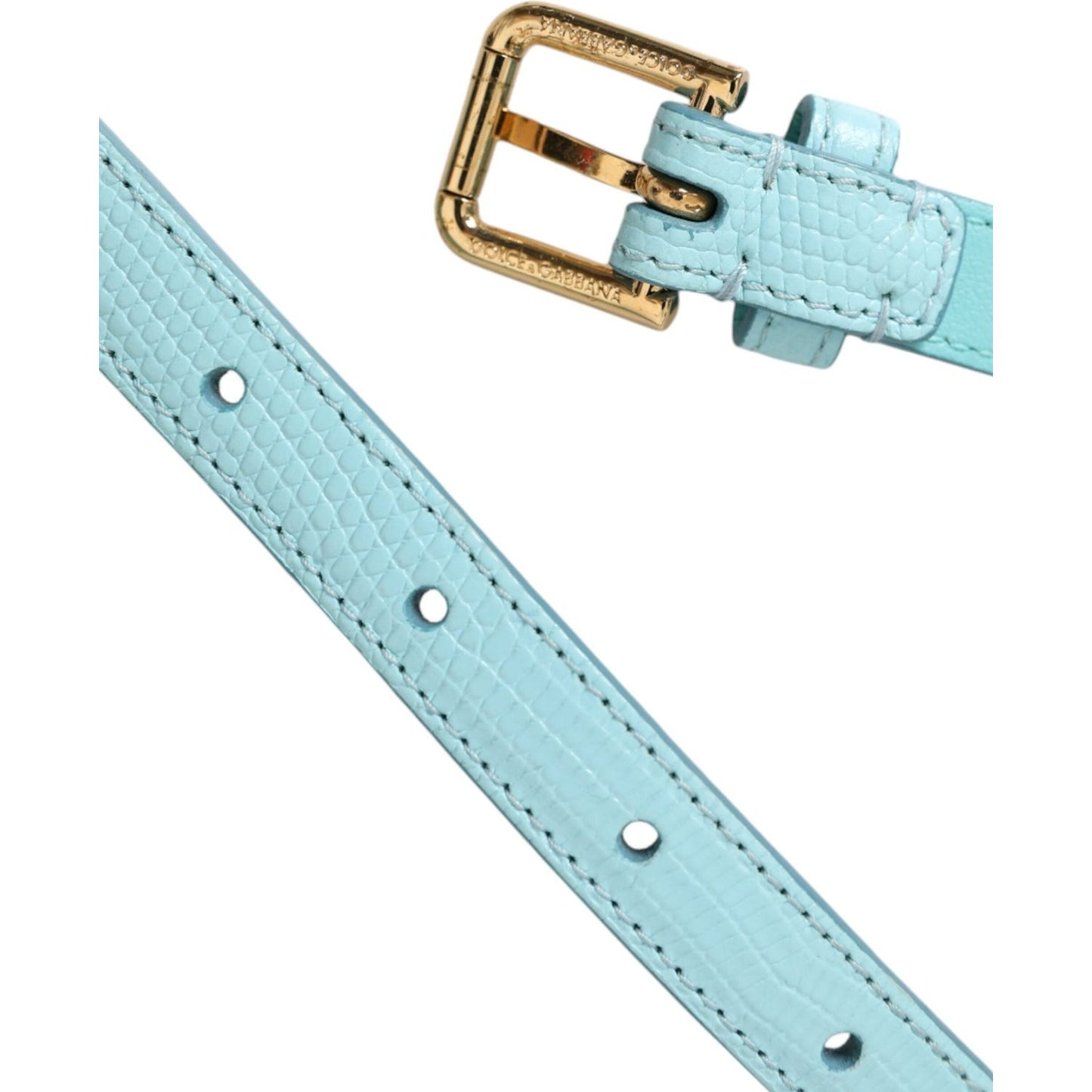 Dolce & Gabbana Light Blue Leather Crystal Chain Waist Belt Dolce & Gabbana