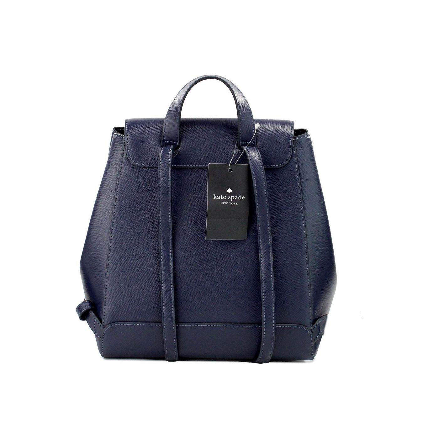 Kate Spade Madison Navy Saffiano Leather Medium Flap Shoulder Backpack Bag