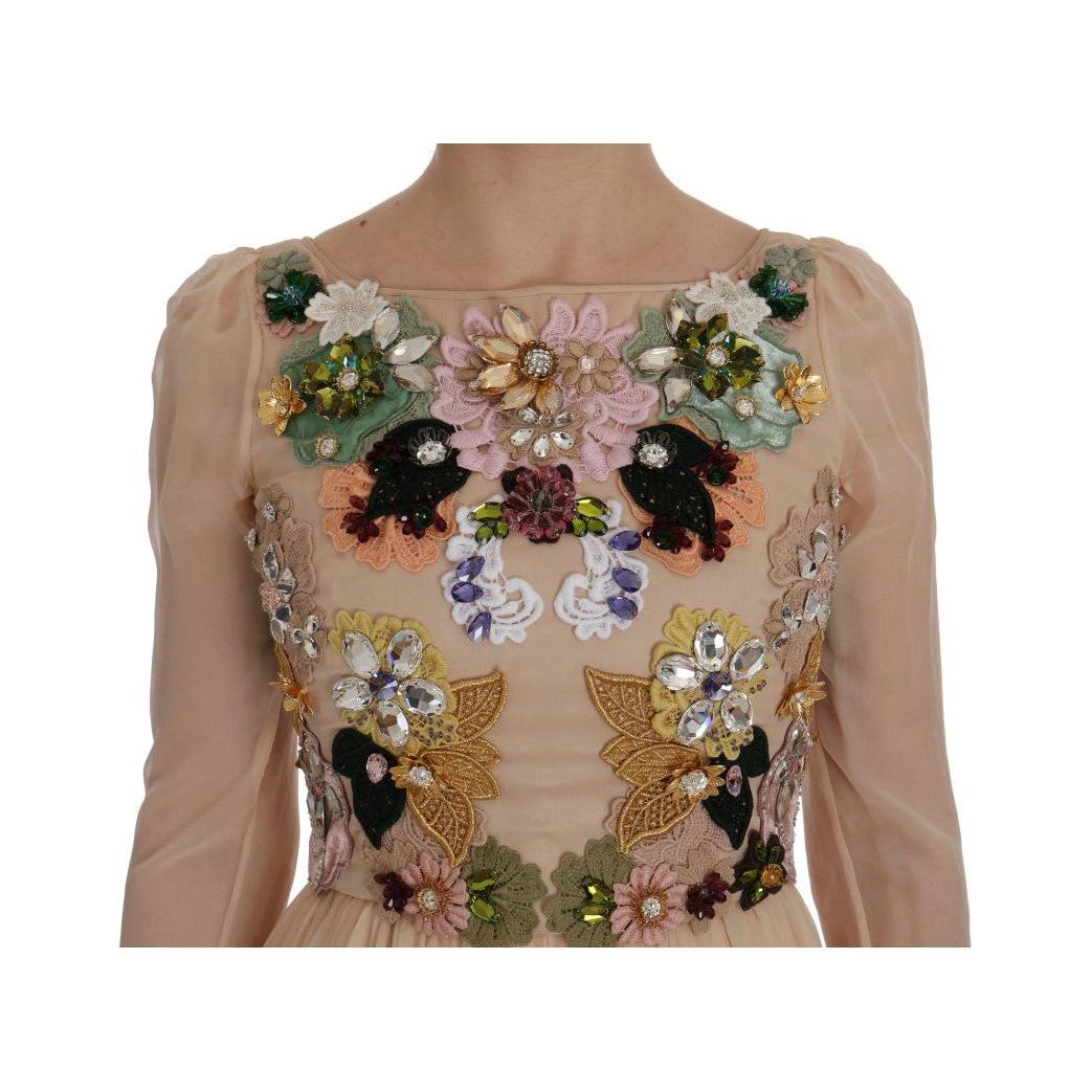 Dolce & Gabbana Elegant Floral Embroidered Silk Maxi Dress Dolce & Gabbana