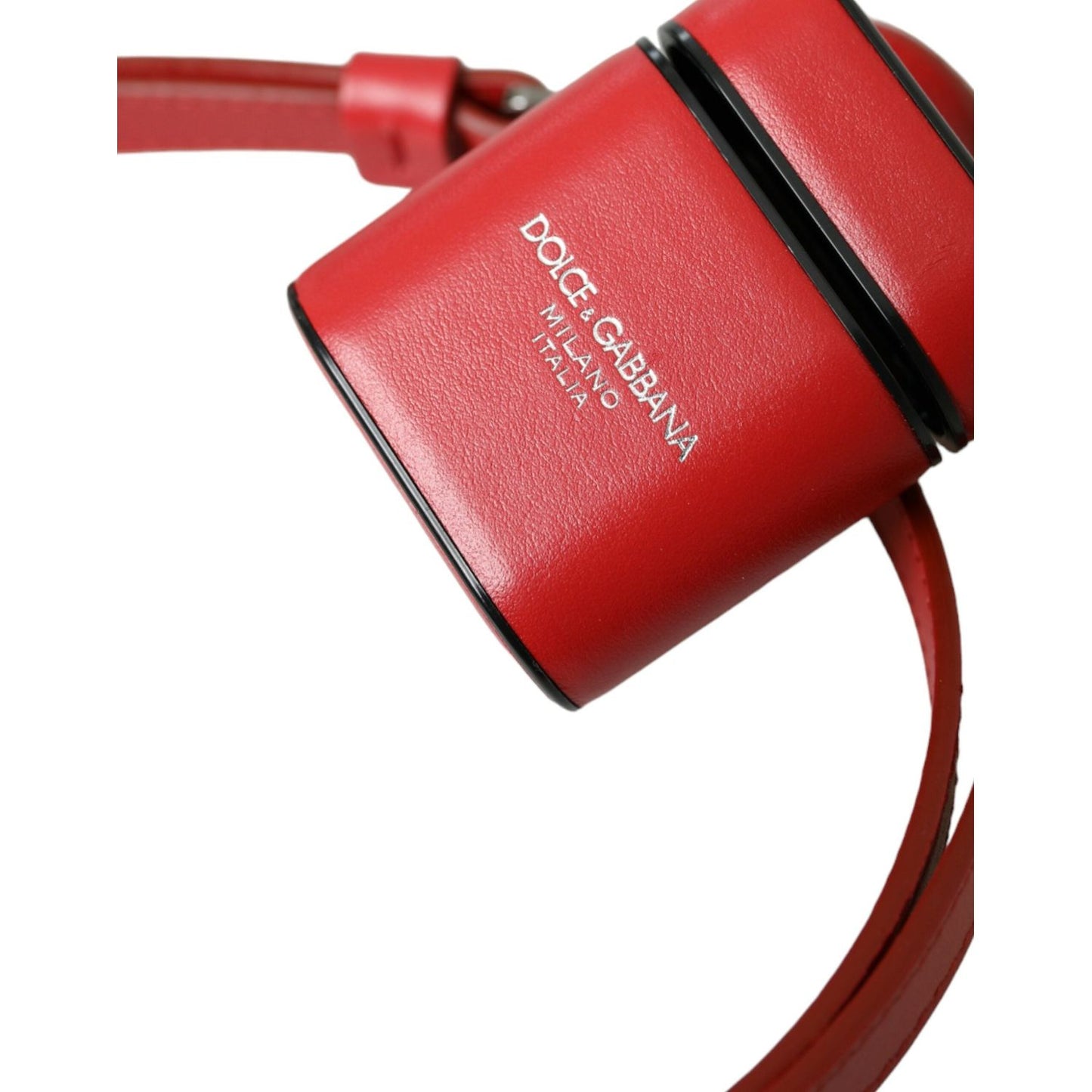 Dolce & Gabbana Red Calfskin Leather Logo Print Strap Men Airpods Case Dolce & Gabbana